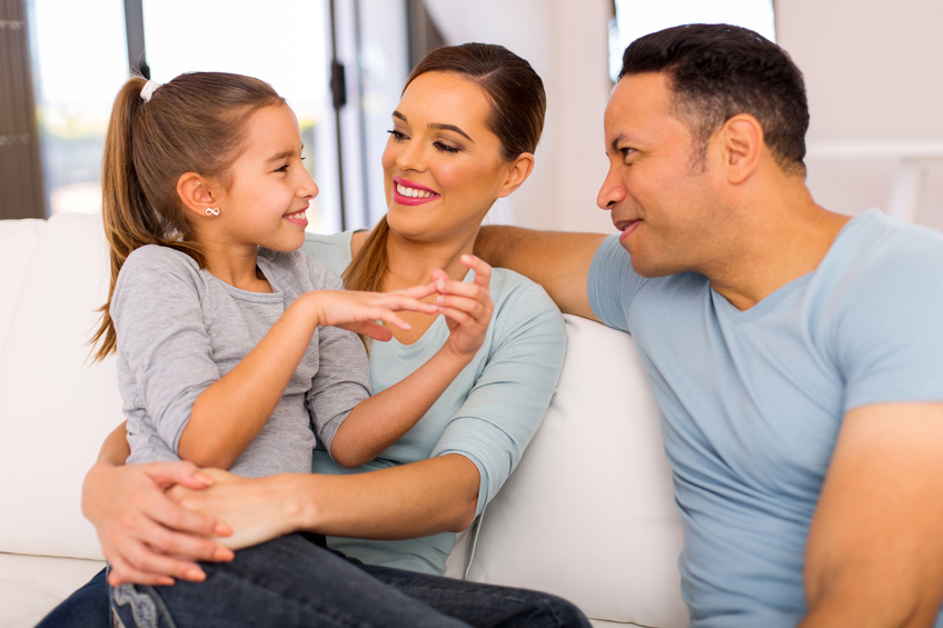 relaxed family spend quality time together at home